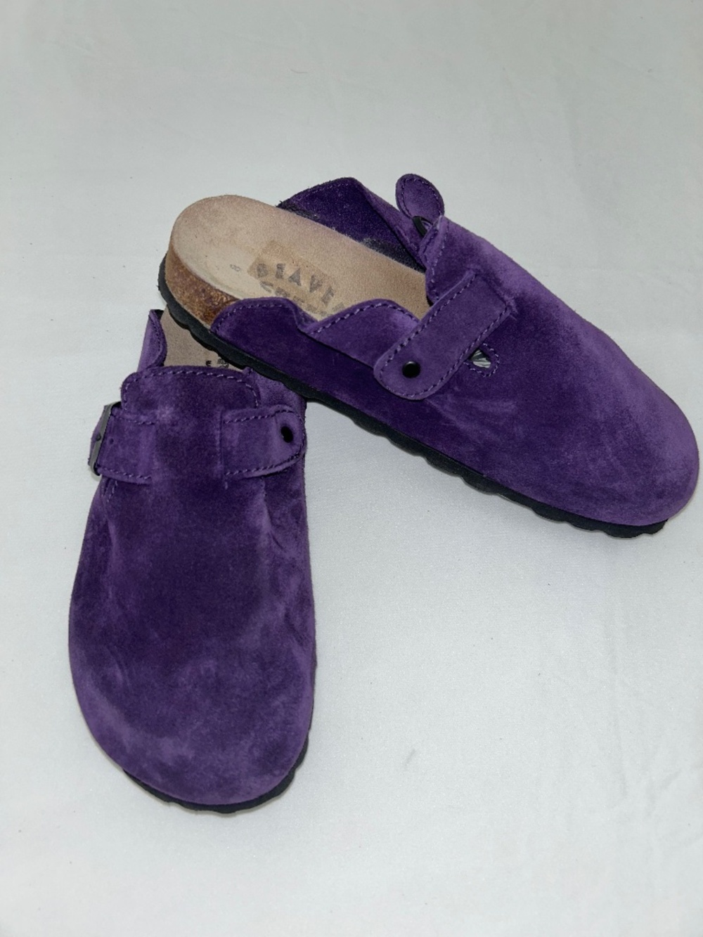 Beaver Creek Plum Purple Suede and Cork Slip-on Clogs Mules Size 8